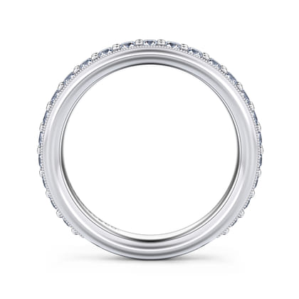 Lumierre - 14K White Gold Channel Prong Diamond Anniversary Band with Milgrain