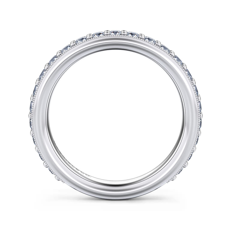 Straight Wedding Ring in 14k White Gold with Round Natural Diamond at Gabriel & Co. - Shot 2