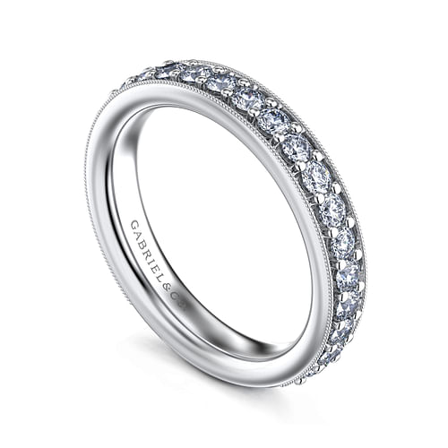 Lumierre - 14K White Gold Channel Prong Diamond Anniversary Band with Milgrain - 0.73 ct - Shot 3