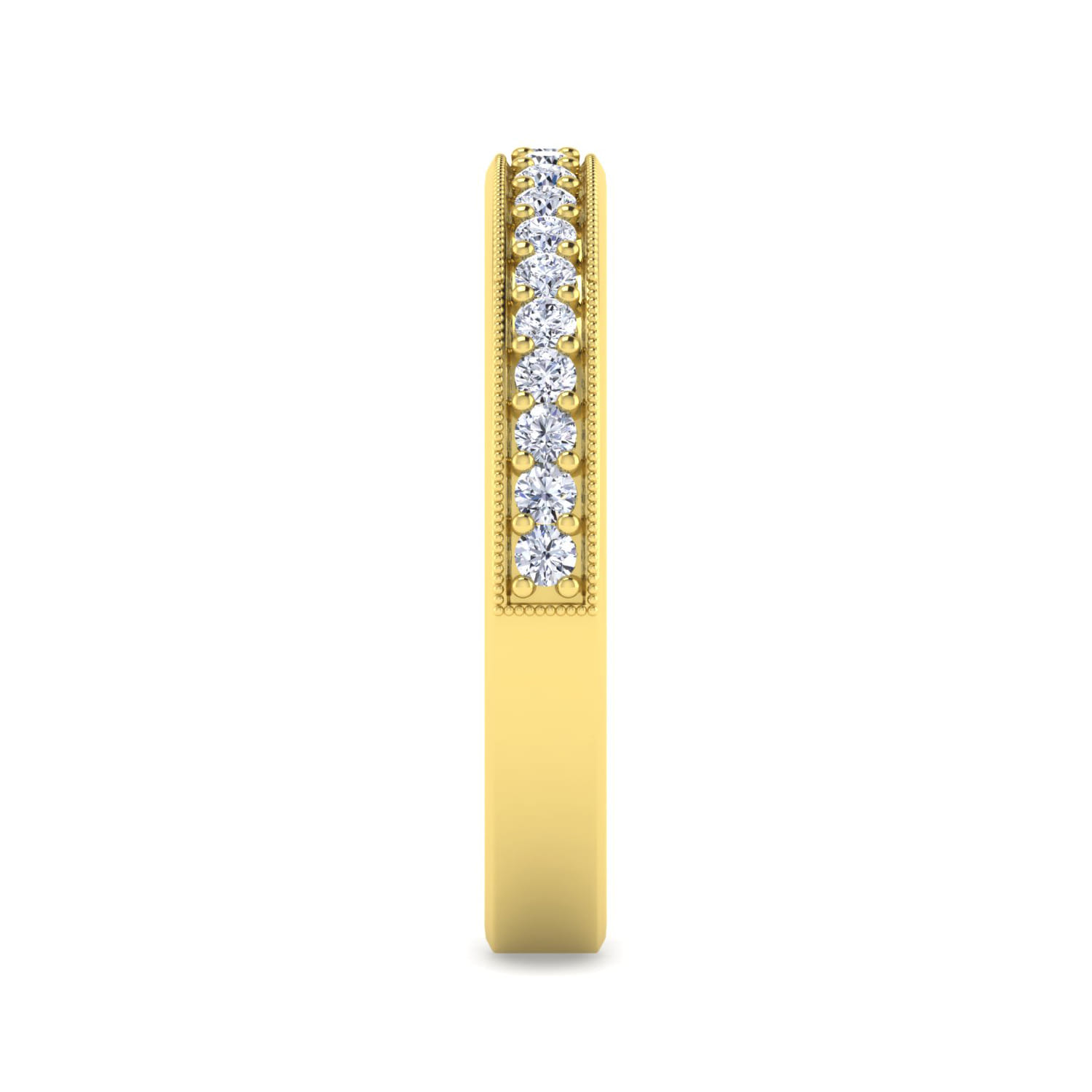 Straight Wedding Ring in 14k Yellow Gold with Round Natural Diamond at Gabriel & Co. - Shot 4
