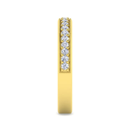 Lumierre - 14K Yellow Gold Channel Prong Diamond Anniversary Band with Milgrain
