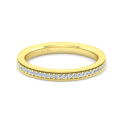 Lumierre - 14K Yellow Gold Channel Prong Diamond Anniversary Band with Milgrain