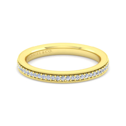 Lumierre - 14K Yellow Gold Channel Prong Diamond Anniversary Band with Milgrain
