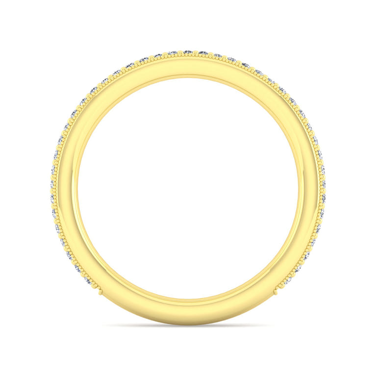 Straight Wedding Ring in 14k Yellow Gold with Round Natural Diamond at Gabriel & Co. - Shot 2