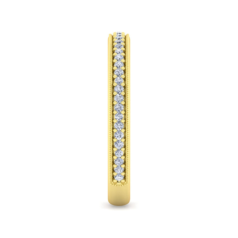 Straight Wedding Ring in 14k Yellow Gold with Round Natural Diamond at Gabriel & Co. - Shot 4