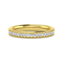 Lumierre - 14K Yellow Gold Channel Prong Diamond Anniversary Band with Milgrain
