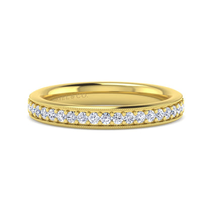Lumierre - 14K Yellow Gold Channel Prong Diamond Anniversary Band with Milgrain