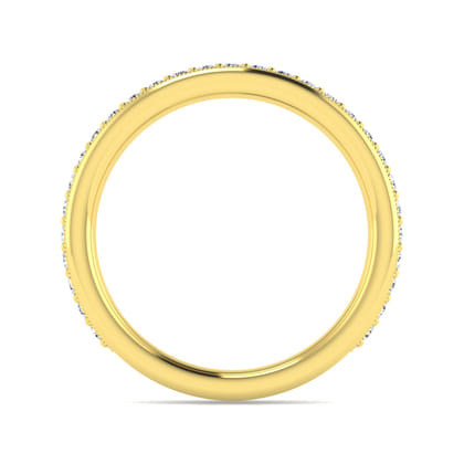 Lumierre - 14K Yellow Gold Channel Prong Diamond Anniversary Band with Milgrain