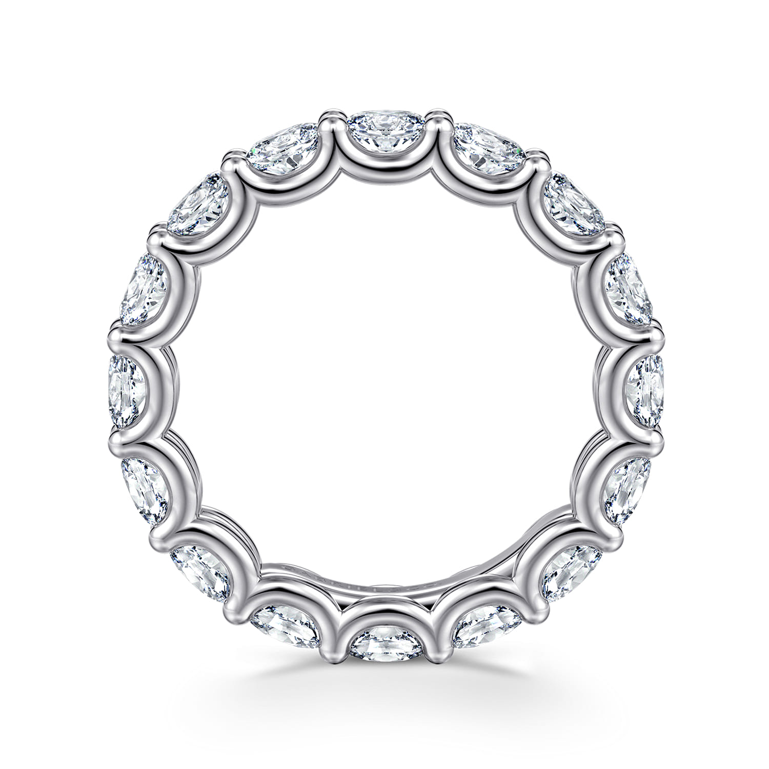 Eternity Band Wedding Ring in 14k White Gold with Oval Natural Diamond at Gabriel & Co. - Shot 2