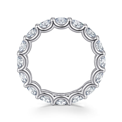 Luminara - 14K White Gold Scallop Setting East West Oval Diamond Eternity Band
