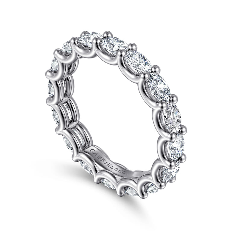 Eternity Band Wedding Ring in 14k White Gold with Oval Natural Diamond at Gabriel & Co. - Shot 3