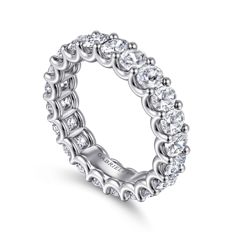 Eternity Band Wedding Ring in 14k White Gold with Oval Natural Diamond at Gabriel & Co. - Shot 3