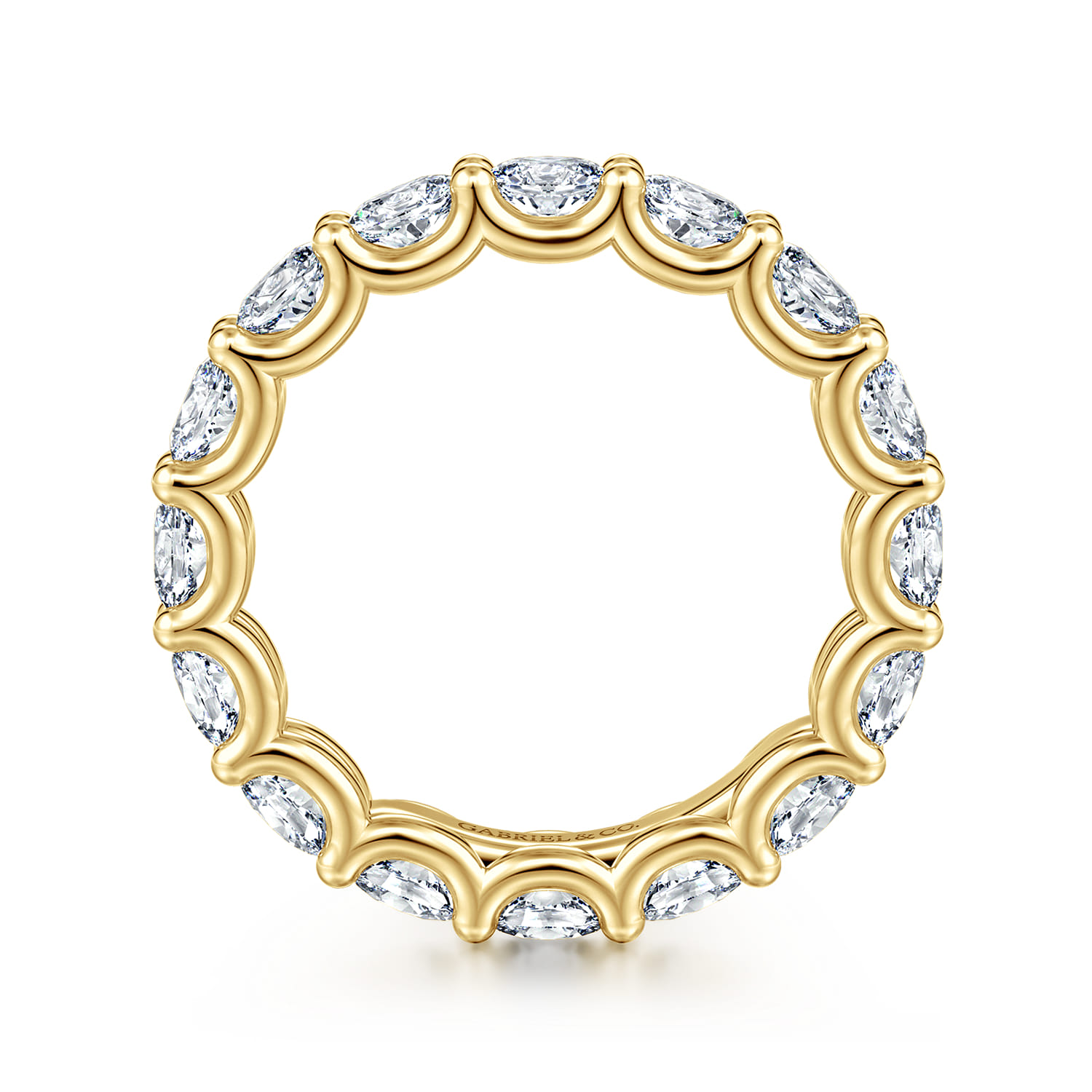 Eternity Band Wedding Ring in 14k Yellow Gold with Oval Natural Diamond at Gabriel & Co. - Shot 2