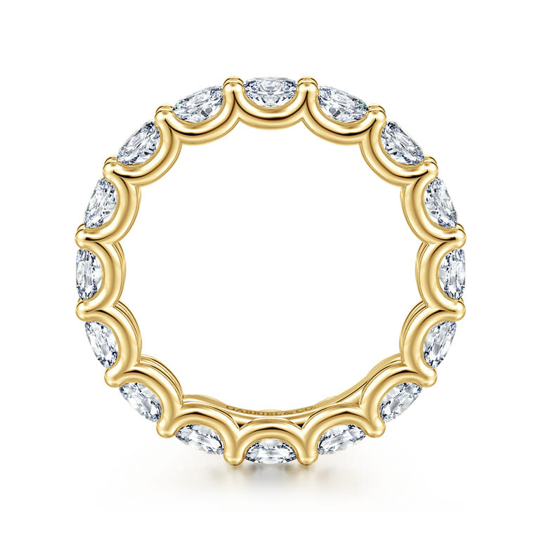 Eternity Band Wedding Ring in 14k Yellow Gold with Oval Natural Diamond at Gabriel & Co. - Shot 2