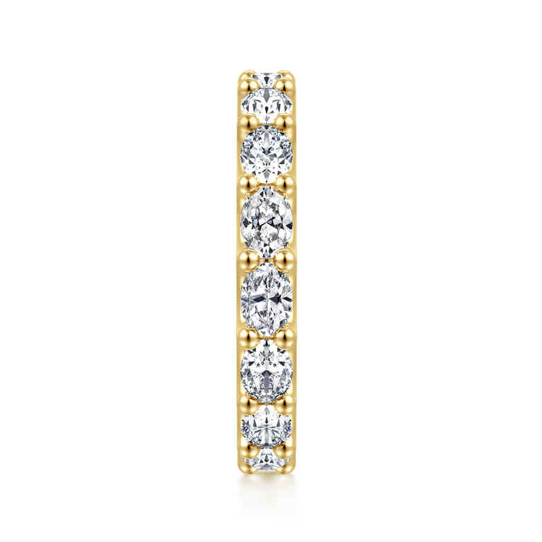 Eternity Band Wedding Ring in 14k Yellow Gold with Oval Natural Diamond at Gabriel & Co. - Shot 4