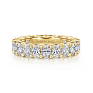 Luminara - 14K Yellow Gold Scallop Setting Oval Diamond Eternity Band