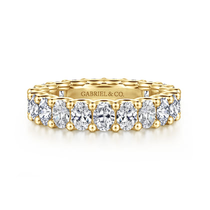 Luminara - 14K Yellow Gold Scallop Setting Oval Diamond Eternity Band