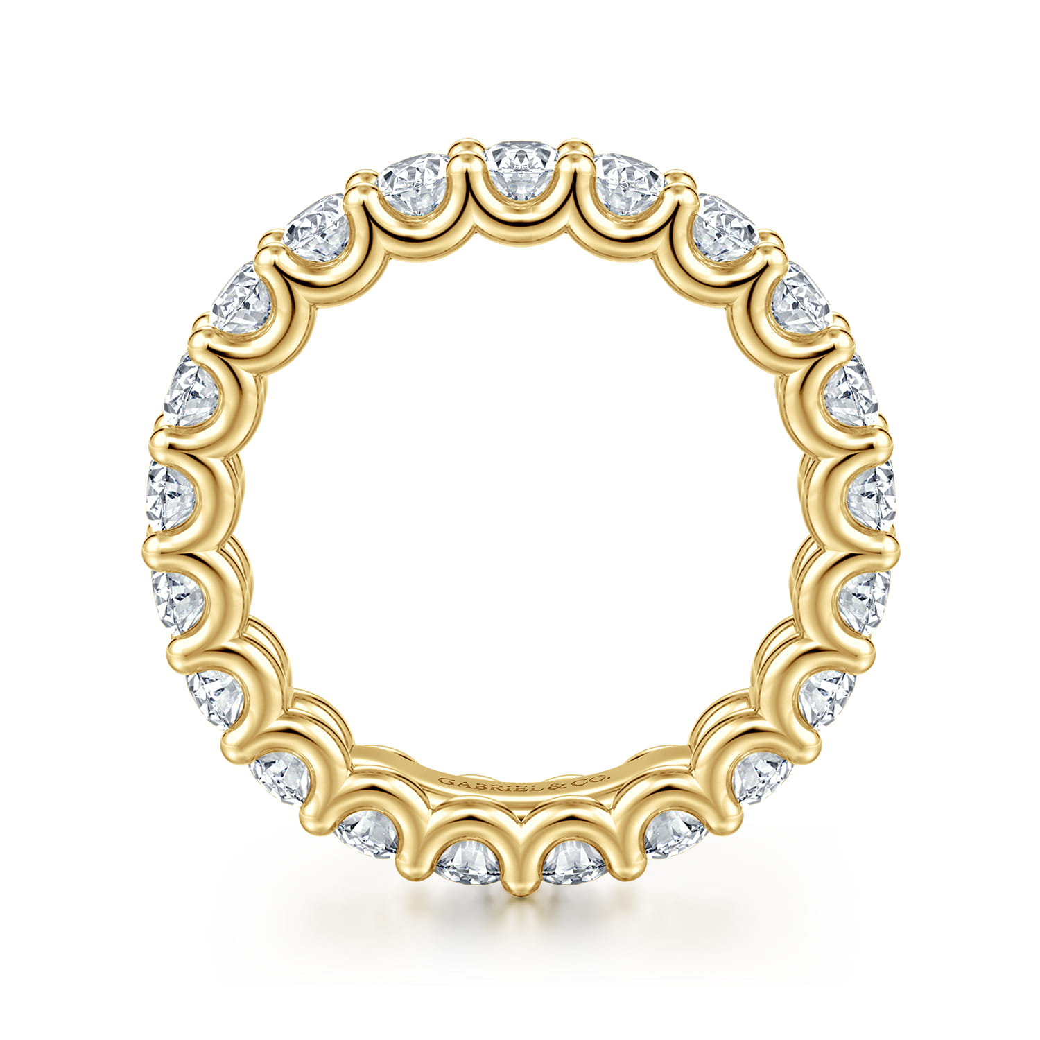 Eternity Band Wedding Ring in 14k Yellow Gold with Oval Natural Diamond at Gabriel & Co. - Shot 2