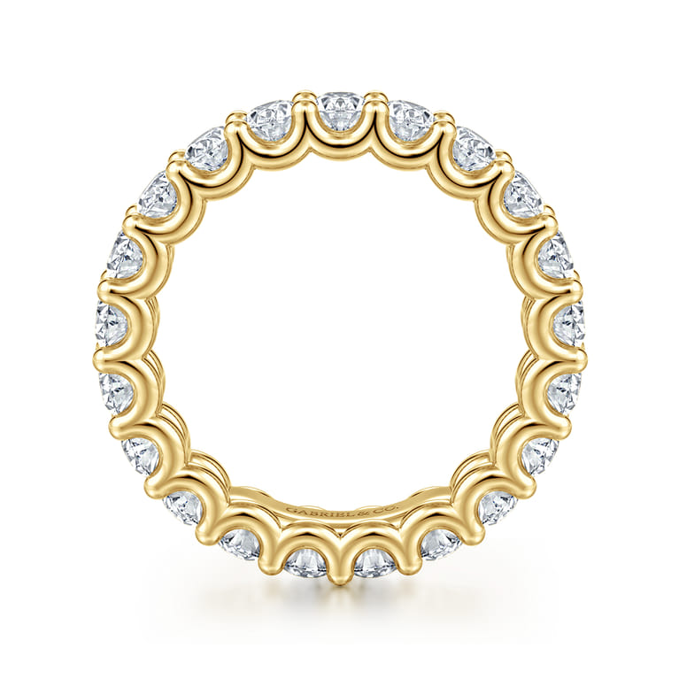 Eternity Band Wedding Ring in 14k Yellow Gold with Oval Natural Diamond at Gabriel & Co. - Shot 2