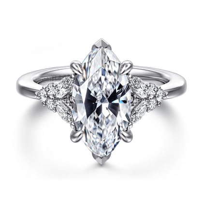 Lunara - 14K White Gold Marquise Shape Diamond Engagement Ring
