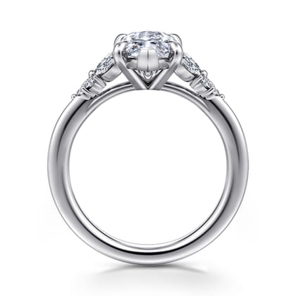 Lunara - 14K White Gold Marquise Shape Diamond Engagement Ring