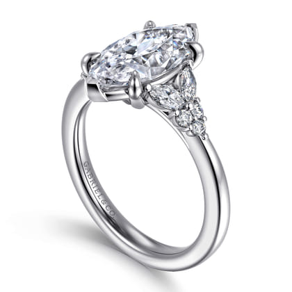 Lunara - 14K White Gold Marquise Shape Diamond Engagement Ring