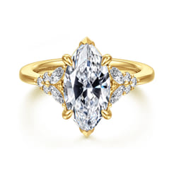 Lunara - 14K Yellow Gold Marquise Shape Diamond Engagement Ring