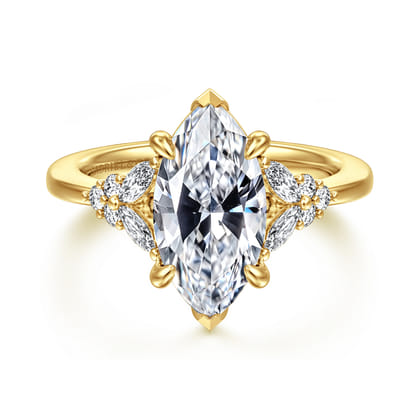 Lunara - 14K Yellow Gold Marquise Shape Diamond Engagement Ring