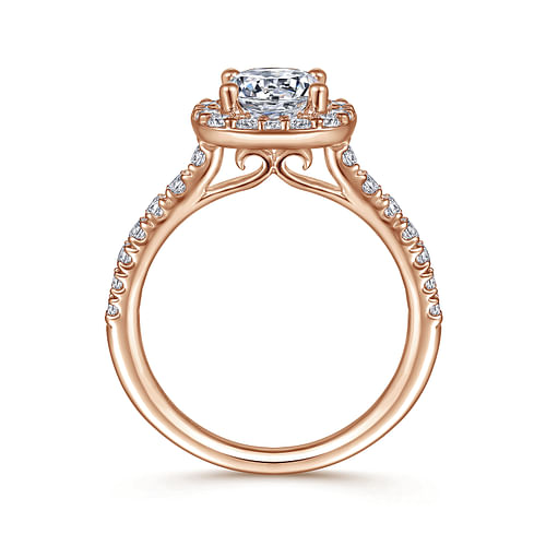 Lyla - 14K Rose Gold Cushion Halo Round Diamond Engagement Ring - 0.52 ct - Shot 2