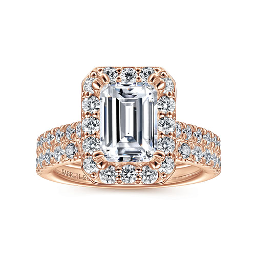 Lyla - 14K Rose Gold Emerald Halo Diamond Engagement Ring - 0.82 ct - Shot 4