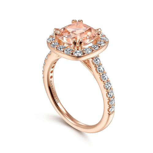 Lyla - 14K Rose Gold Morganite and Diamond Halo Engagement Ring - 0.76 ct - Shot 3
