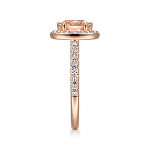 Lyla - 14K Rose Gold Morganite and Diamond Halo Engagement Ring