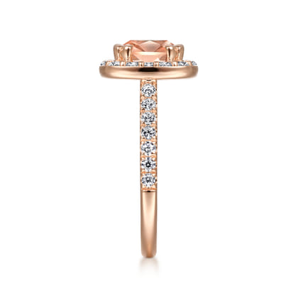 Lyla - 14K Rose Gold Morganite and Diamond Halo Engagement Ring