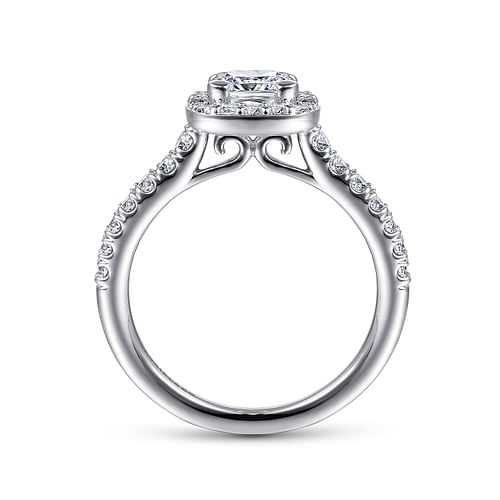 Lyla - 14K White Gold Cushion Halo Diamond Engagement Ring - 0.45 ct - Shot 2