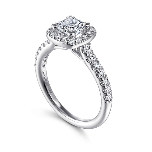 Lyla - 14K White Gold Cushion Halo Diamond Engagement Ring - 0.45 ct - Shot 3