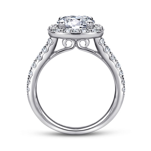 Lyla - 14K White Gold Cushion Halo Round Diamond Engagement Ring - 0.76 ct - Shot 2