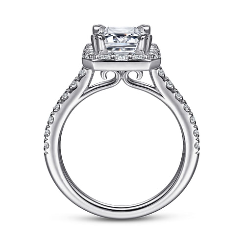 Lyla - 14K White Gold Emerald Halo Diamond Engagement Ring - 0.82 ct - Shot 2
