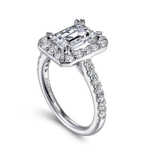 Lyla - 14K White Gold Emerald Halo Diamond Engagement Ring - 0.82 ct - Shot 3