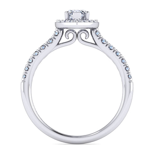 Lyla - 14K White Gold Marquise Halo Diamond Engagement Ring - 0.44 ct - Shot 2