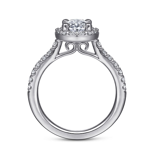Lyla - 14K White Gold Oval Halo Diamond Engagement Ring - 0.5 ct - Shot 2