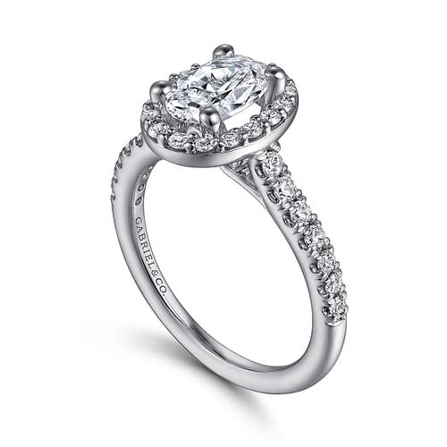 Lyla - 14K White Gold Oval Halo Diamond Engagement Ring - 0.5 ct - Shot 3