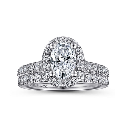 Lyla - 14K White Gold Oval Halo Diamond Engagement Ring - 0.5 ct - Shot 4