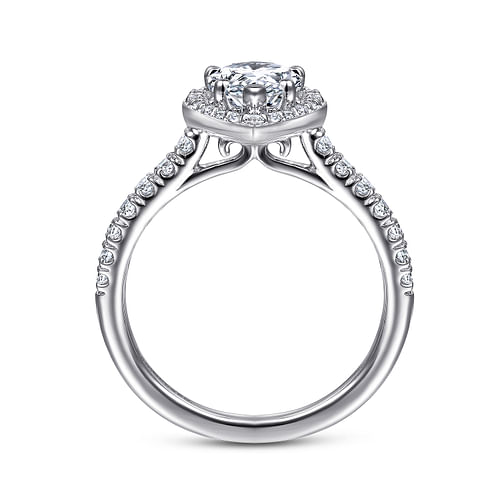 Lyla - 14K White Gold Pear Shape Halo Diamond Engagement Ring - 0.44 ct - Shot 2