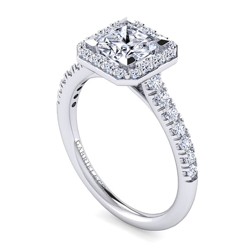 Lyla - 14K White Gold Princess Halo Diamond Engagement Ring - 0.58 ct - Shot 3