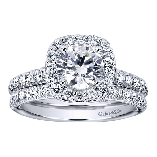 Lyla - 14K White Gold Round Halo Diamond Engagement Ring - 0.62 ct - Shot 4