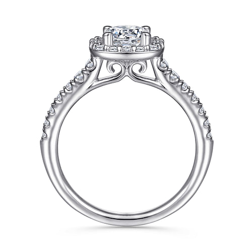 Lyla - 14K White Gold Round Halo Diamond Engagement Ring - 0.39 ct - Shot 2
