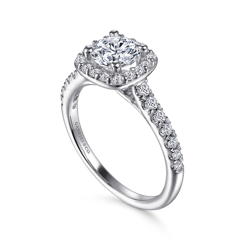 Lyla - 14K White Gold Round Halo Diamond Engagement Ring - 0.39 ct - Shot 3