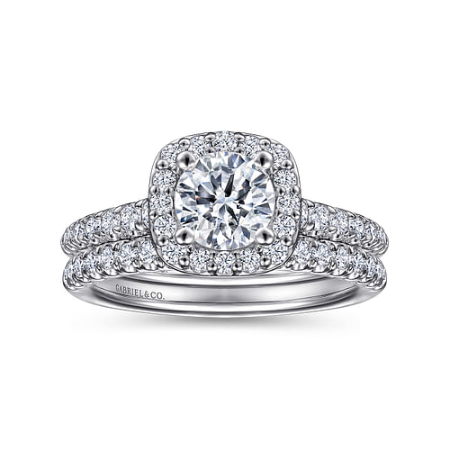 Lyla - 14K White Gold Round Halo Diamond Engagement Ring - 0.39 ct - Shot 4