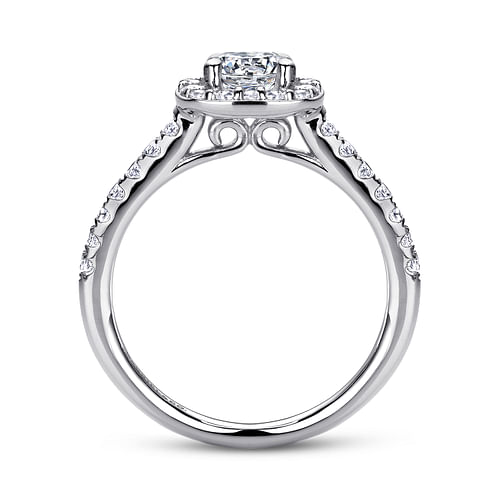 Lyla - 14K White Gold Round Halo Diamond Engagement Ring - 0.37 ct - Shot 2