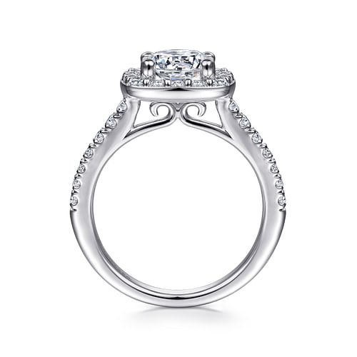 Lyla - 14K White Gold Round Halo Diamond Engagement Ring - 0.63 ct - Shot 2